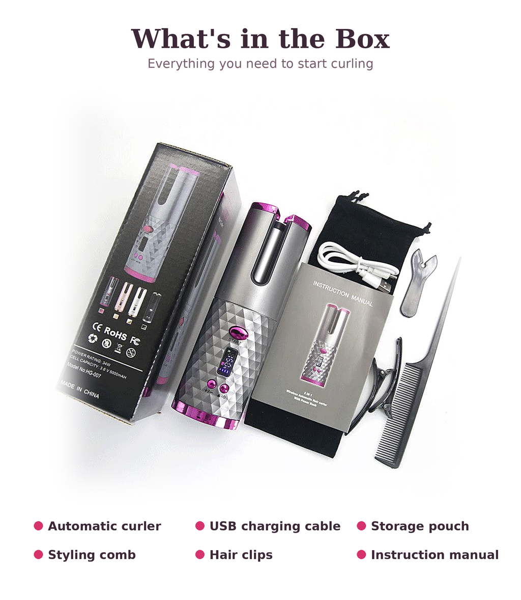 Wireless Automatic Curling Iron – USB Rechargeable | Rosaluxe
